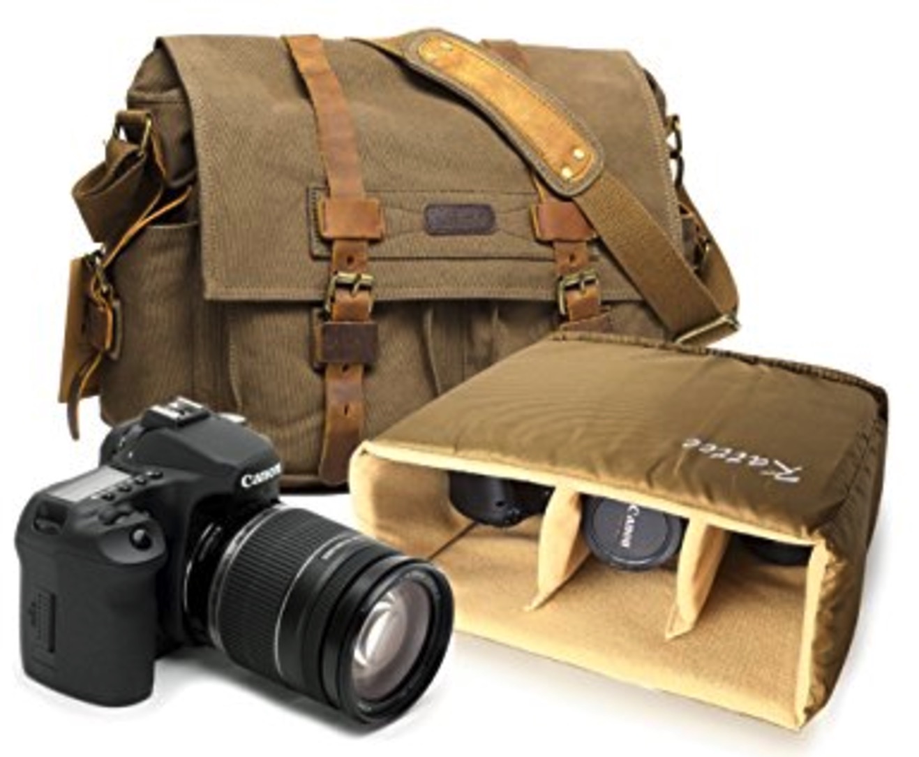 Kattee Canvas Leather Bag, best leather camera bags, leather bags for camera, leather camera backpack