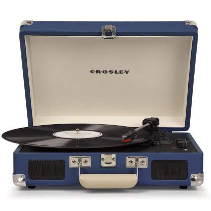 Crosley Cruiser Deluxe Vintage 3-Speed Bluetooth Suitcase Turntable, Blue