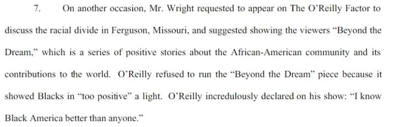 Kelly Wright lawsuit, Fox News Racial Discrimination, Bill O'Reilly racist
