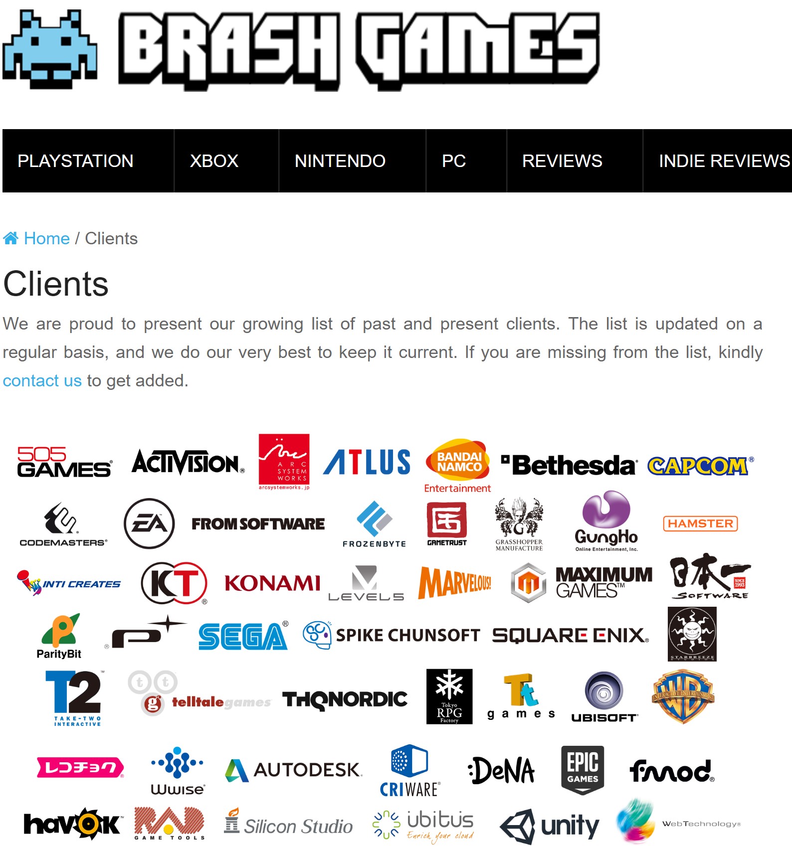 Brash Games, Brash Games Clients
