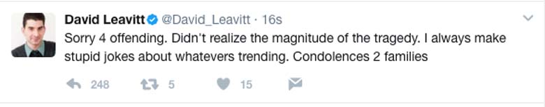 David Leavitt Apology Twitter