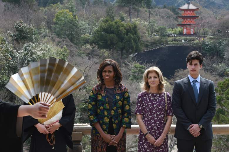 Jack Schlossberg with his mom and Michelle Obama in Japan
