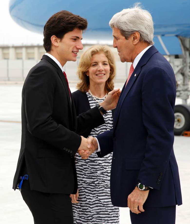 Jack Schlossberg shakes hands with John Kerry