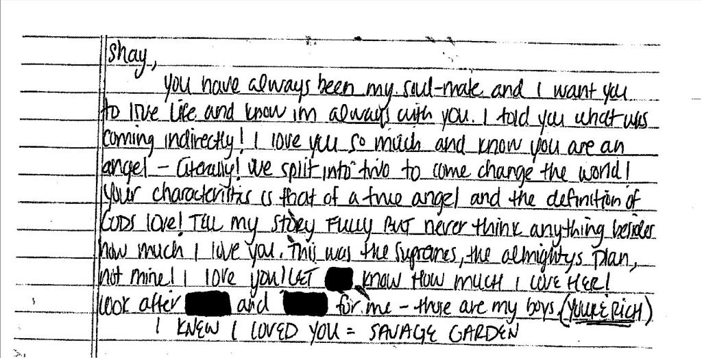 READ Aaron Hernandez Suicide Note To Shayanna Jenkins Heavy Com   Hernandez Letter To Shay 