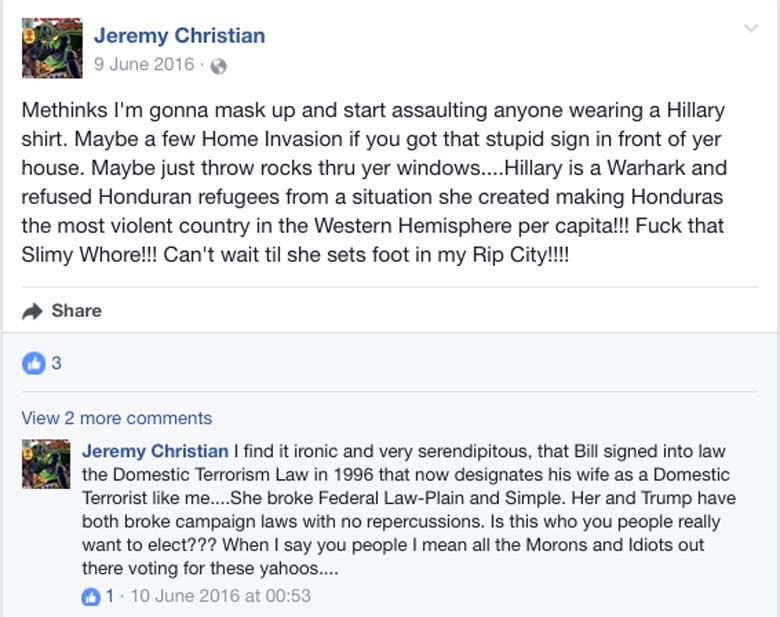 Jeremy Christian Nazi Skinhead Portland