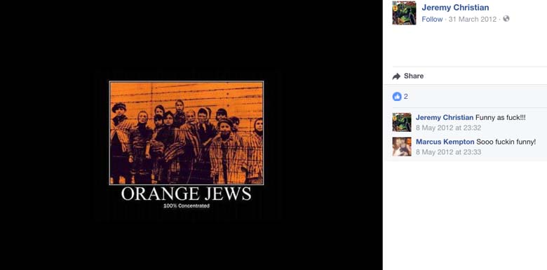 Jeremy Christian Facebook page racist