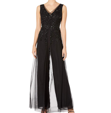 Adrianna Papell Women's Beaded Georgette Jumpsuit