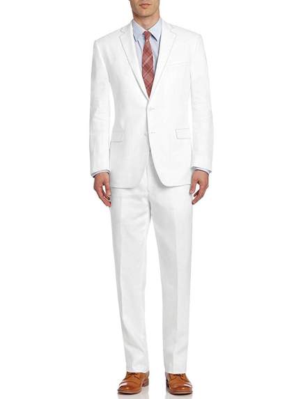 Signature Italian Men's Suit Linen Two Button Jacket 2 Piece Modern Fit