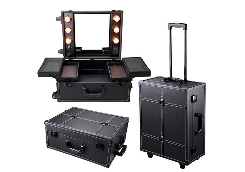 makeup suitcase with makeup