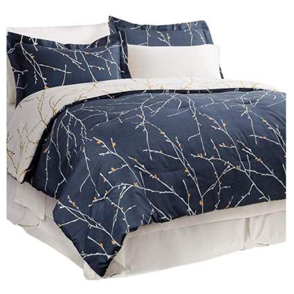 blue branches and leaves bed in a bag set