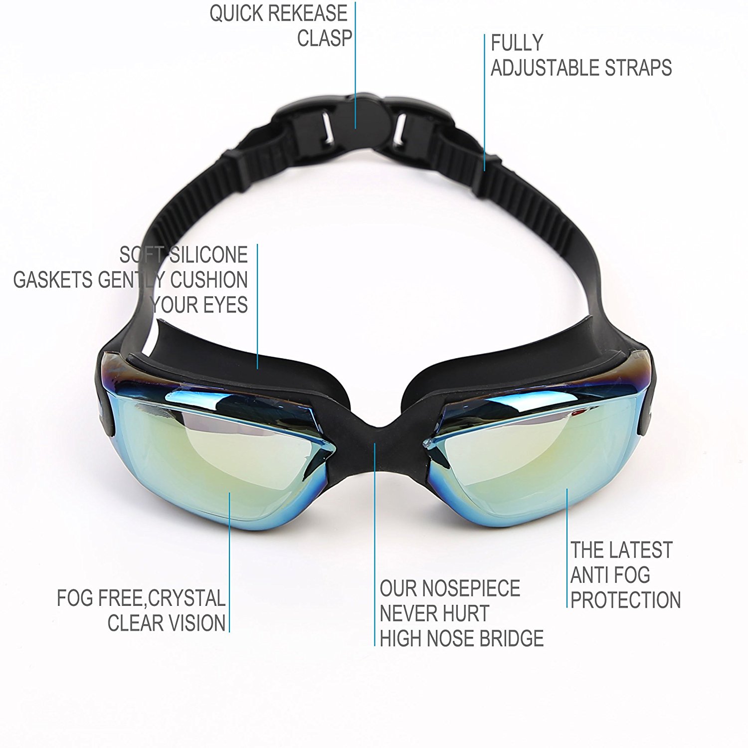 Swim Goggle Fashion Anti UV Non Fogging Adjustable Length Eye Protect Clear 