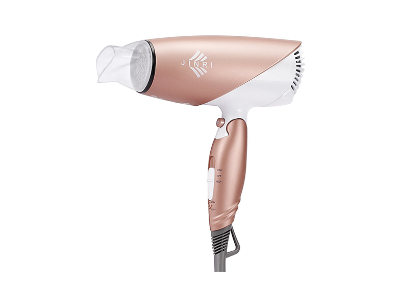 Image of bronze and white folding hair dryer