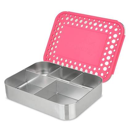 pink and stainless steel bento box