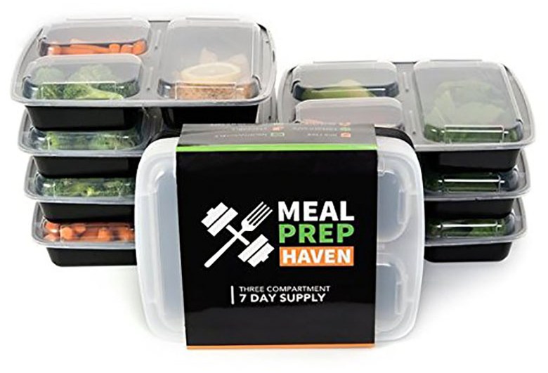 Freshware Meal Prep Containers [21 Pack] 3 Compartment with Lids, Food  Storage Containers, Bento Box , BPA Free , Stackable ,  Microwave/Dishwasher/Freezer Safe, Portion Control, 21 Day Fix (24 oz) 