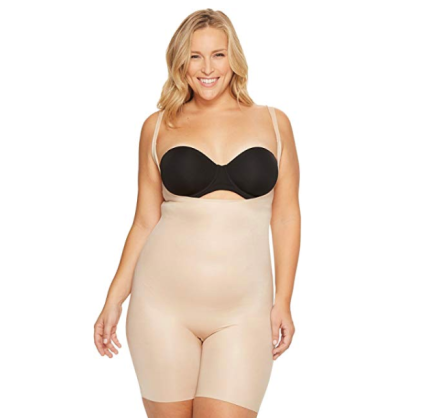 SPANX Women's Plus Size Conceal-Her Open Bust Mid Thigh Compression Bodysuit