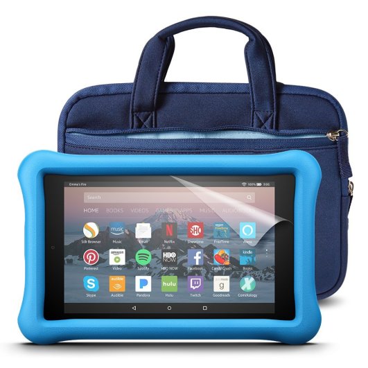  All-New Fire HD 8 Kids Essentials Bundle with Fire HD 8 Kids Edition (Blue), NuPro Sleeve (Navy/Blue) and Screen Protector (Clear) 