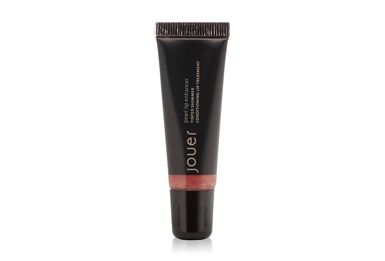 Image of black tube of Jouet lip gloss with dark pink stripe