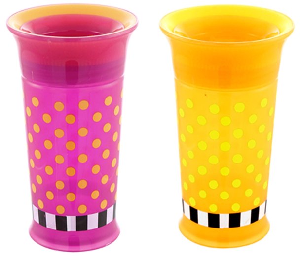 Sassy Grow Up Cup (Set of Two), large sippy cups, bpa free sippy cups, best bpa free sippy cups, pink sippy cups, yellow sippy cups, polka dot sippy cups