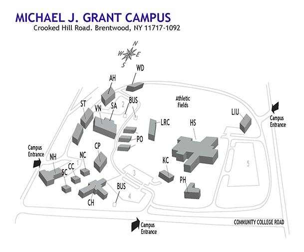 Michael J. Grant Campus, Michael J. Grant Campus map, suffolk county community college campus