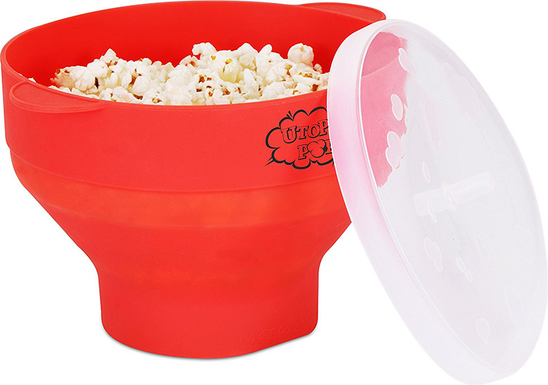 Micro-ondes en silicone Popcorn Popper bol pliable de fabricant de pop-corn avec poign/ée et couvercle 10,2 x 7,9 x 5,7 pouces