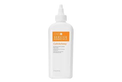 white and orange CND treatment bottle