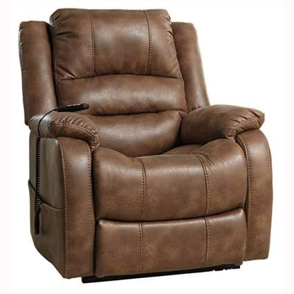 brown faux leather lift recliner