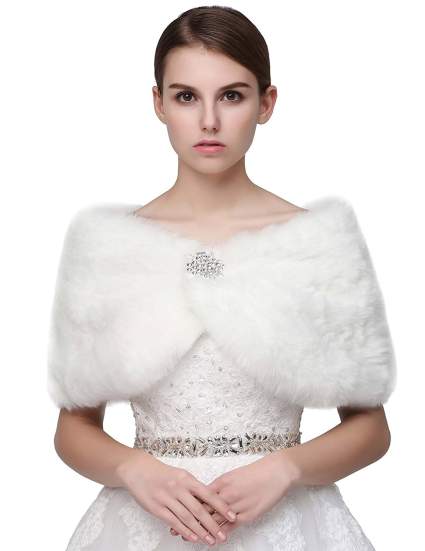faux fur wrap, fur shawl, bridal shawl, white fur stole, faux fur shrug, wedding shawls
