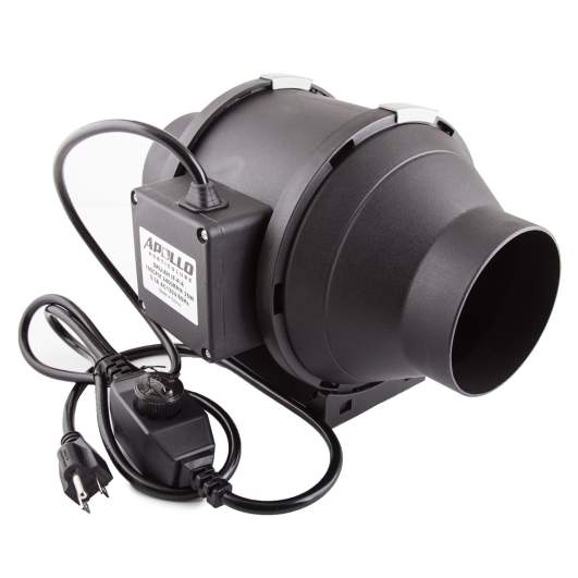 Apollo Horticulture 4" Inch 190 CFM Inline Duct Fan with Built in Variable Speed Controller for Ventilation 