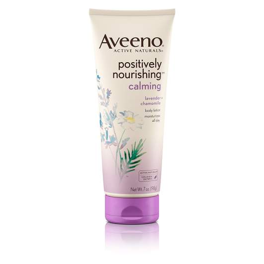 Aveeno Positively Nourishing Lavender And Chamomile Calming Body Lotion, must-have items for hospital bag, hospital bag, labor bag, lotion, lavender lotion, calming lotion, massage lotion, best body lotion, best lavender lotion