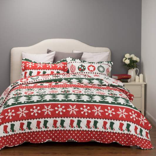 christmas bedding, reversible bedding, holiday bedding, christmas quilt set
