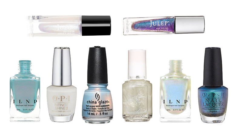 3. "Snowflake Sparkle" iridescent white nail polish - wide 4