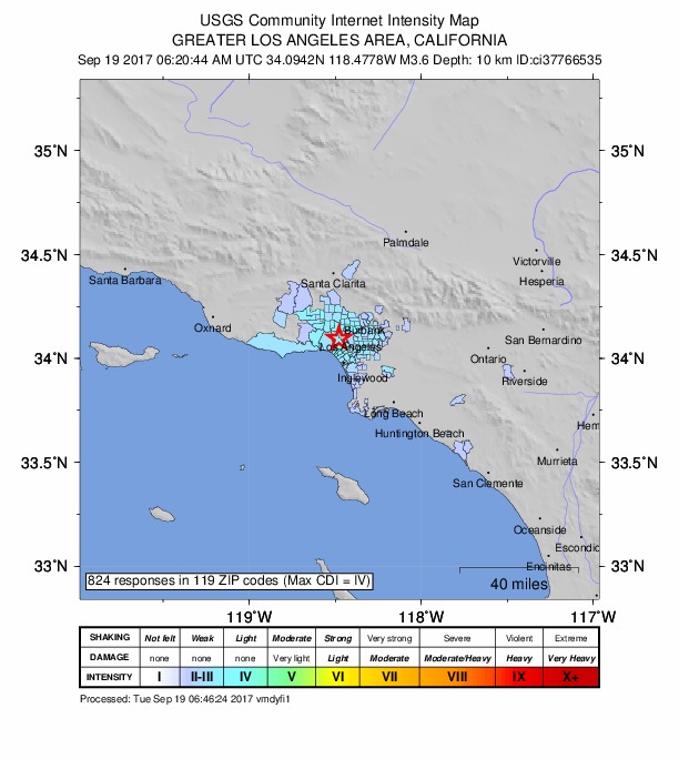 3.6 Magnitude Earthquake Strikes Los Angeles Area