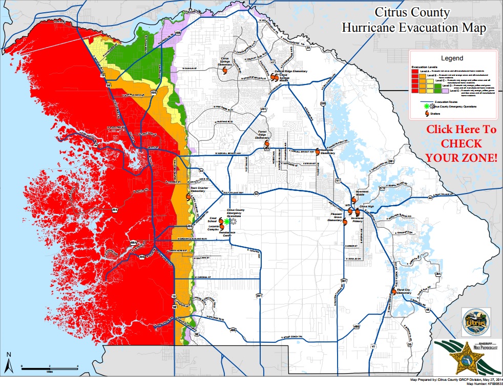 Citrus County Evacuation Zones Map & Shelters For Hurricane Irma