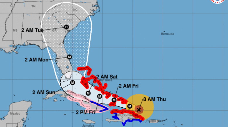 Hurricane Irma path, Hurricane Irma warning, Florida hurricane watch