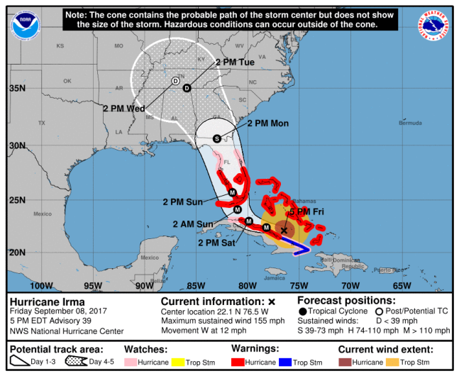 Hurricane Irma track, Hurricane Irma path, Hurricane Irma forecast