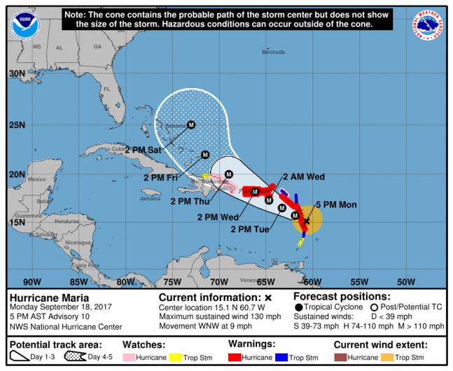 Hurricane Maria Category 4, Hurricane Maria track, Hurricane Maria Path