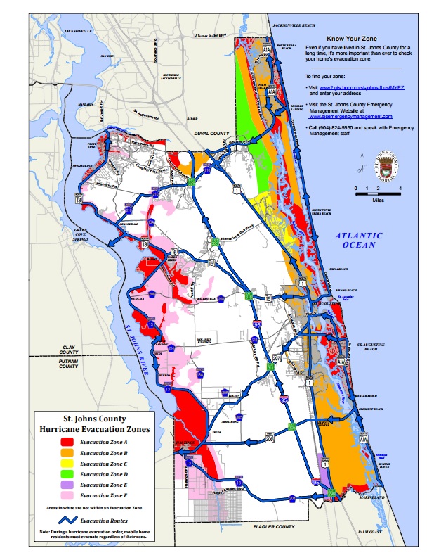 St. Johns County Evacuation Zones Map & Shelters for Hurricane Irma