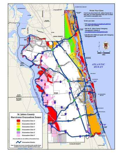 St. Johns County Evacuation Zones Map & Shelters for Hurricane Irma ...