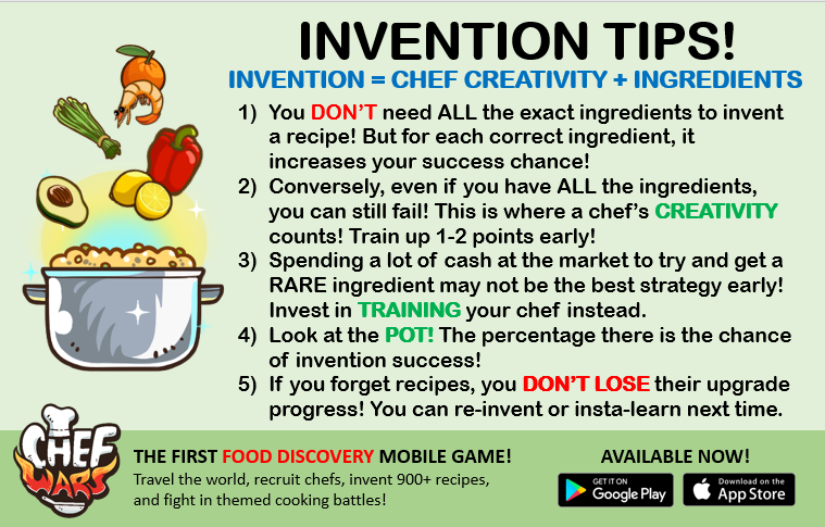 Chef Wars Invention Tips
