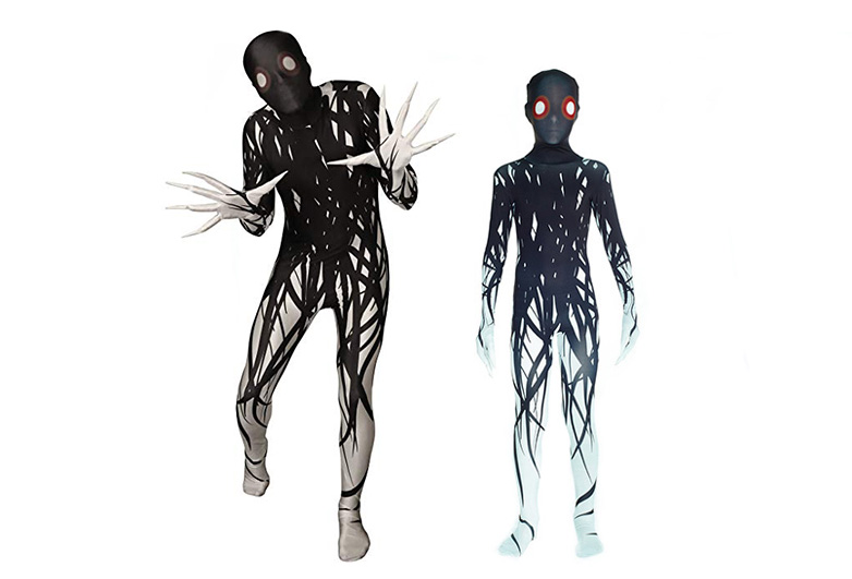 Adult and child in morph suits