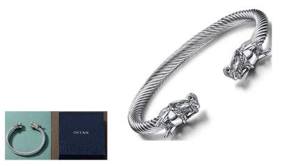 ostan mens double head dragon stainless steel cuff bracelet