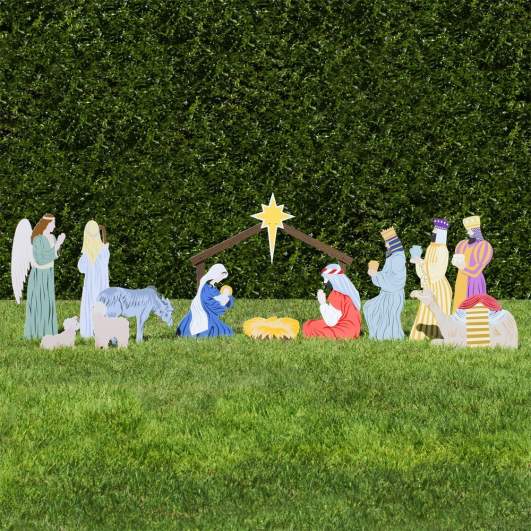 christmas yard art, outdoor nativity set, outdoor christmas decor