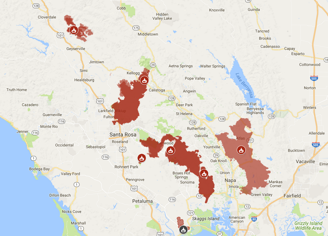 Santa Rosa Fire Map: Latest Tubbs Burn & Damage Locations