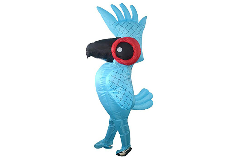 Blue inflatable parrot costume