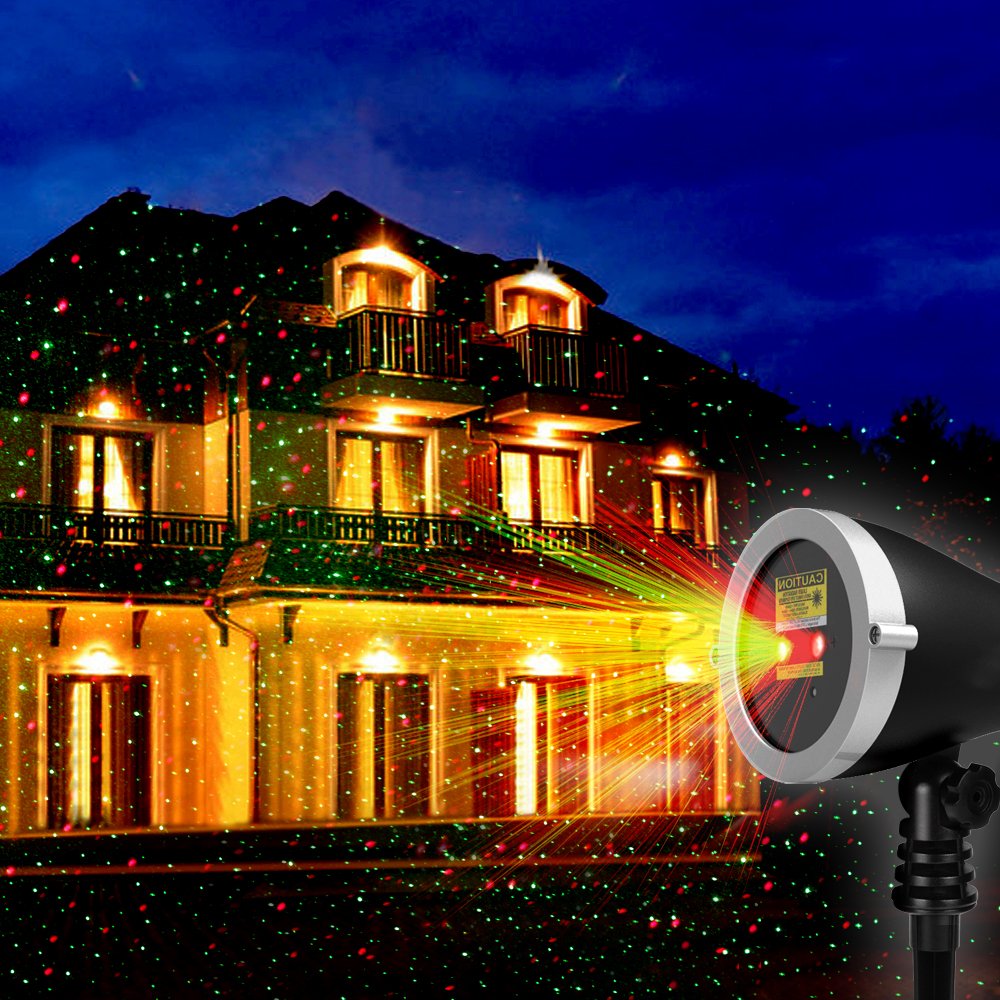 christmas lights projector on house