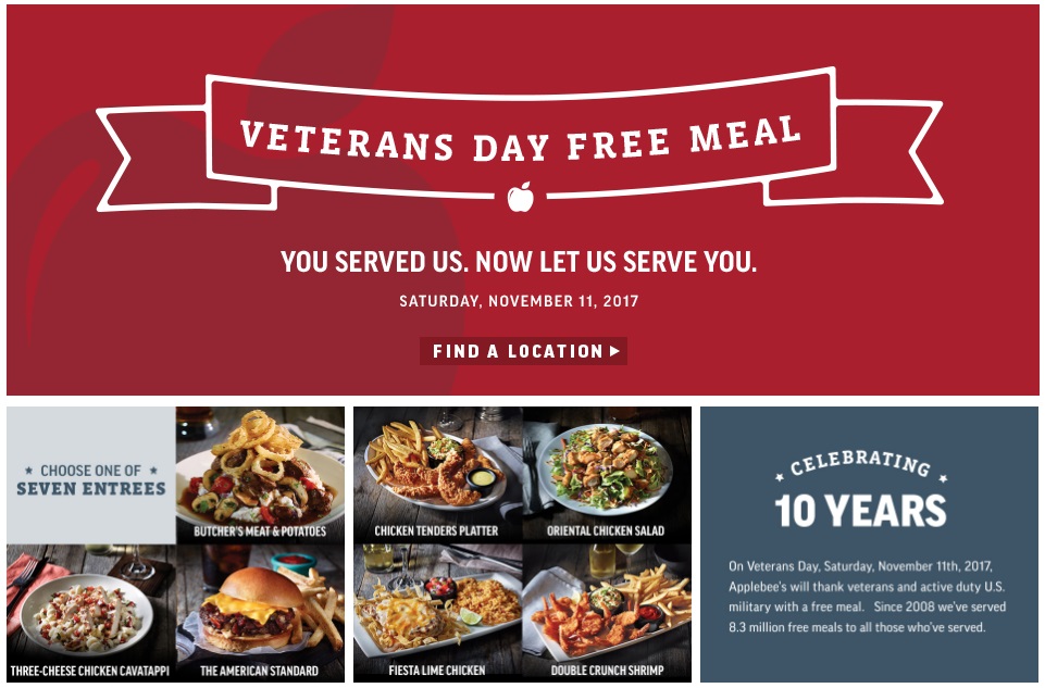 Applebee’s Veterans Day 2017 Menu Specials & Discounts Near Me | Heavy.com