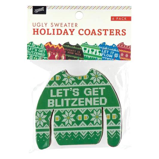 christmas coasters, ugly sweater coasters