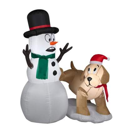 Gemmy 4 Foot LED Snowman and Dog Decoration