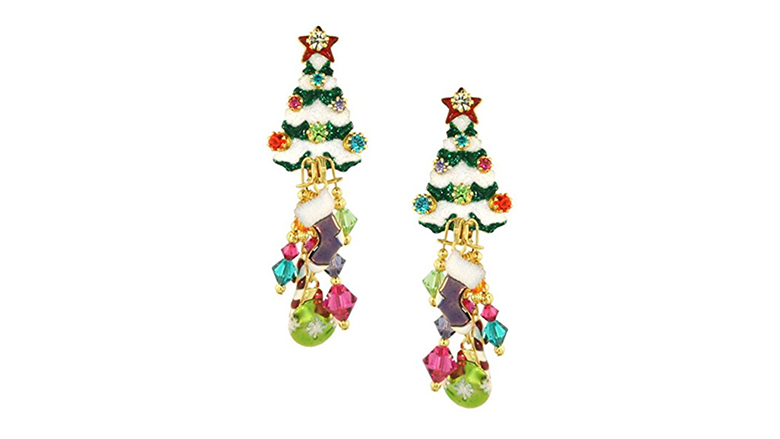 christmas tree earrings, christmas earrings, christmas jewelry, earrings, dangle earrings