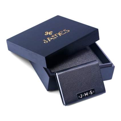 New Town Creative Monogram Leather Business Card Holder